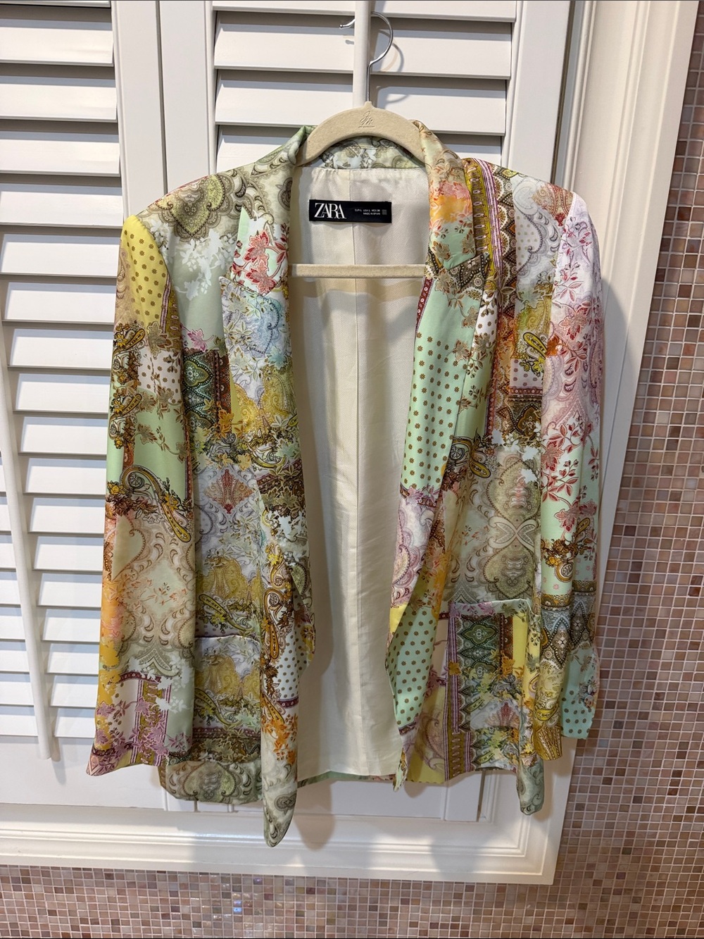 Zara Mint and Yellow Patchwork Paisley Blazer